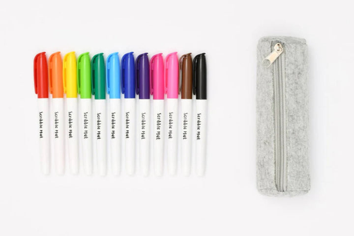 Scribble Mat 12 Pens & Felt Pencil Case