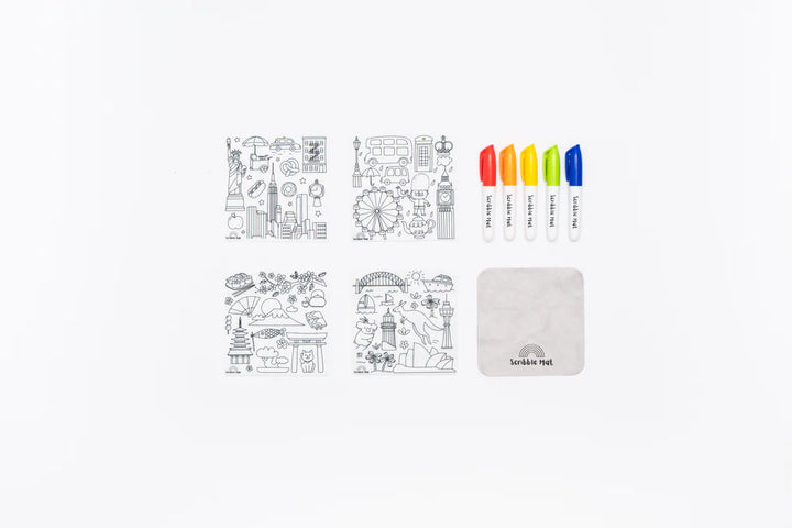 "The Tinies" 8-in-1 Reusable Mini Scribble Mat Set
