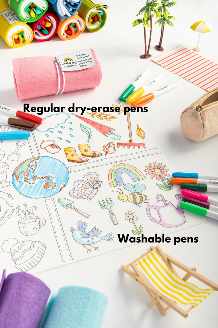 Scribble Mat 12 Washable Pens & Felt Pencil Case