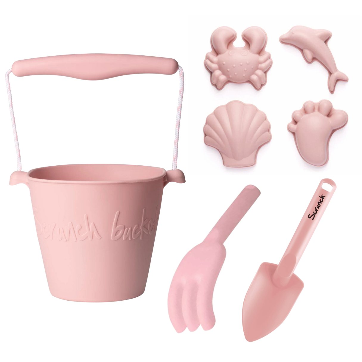 Scrunch Beach Bundle with Bucket, Spade, Rake & Moulds The Thrifty Mumma