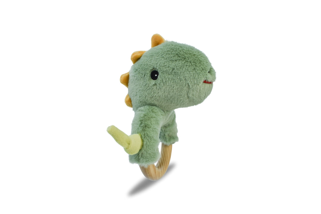 Snuggle Buddy Minty Dinosaur Wooden Ring Rattle