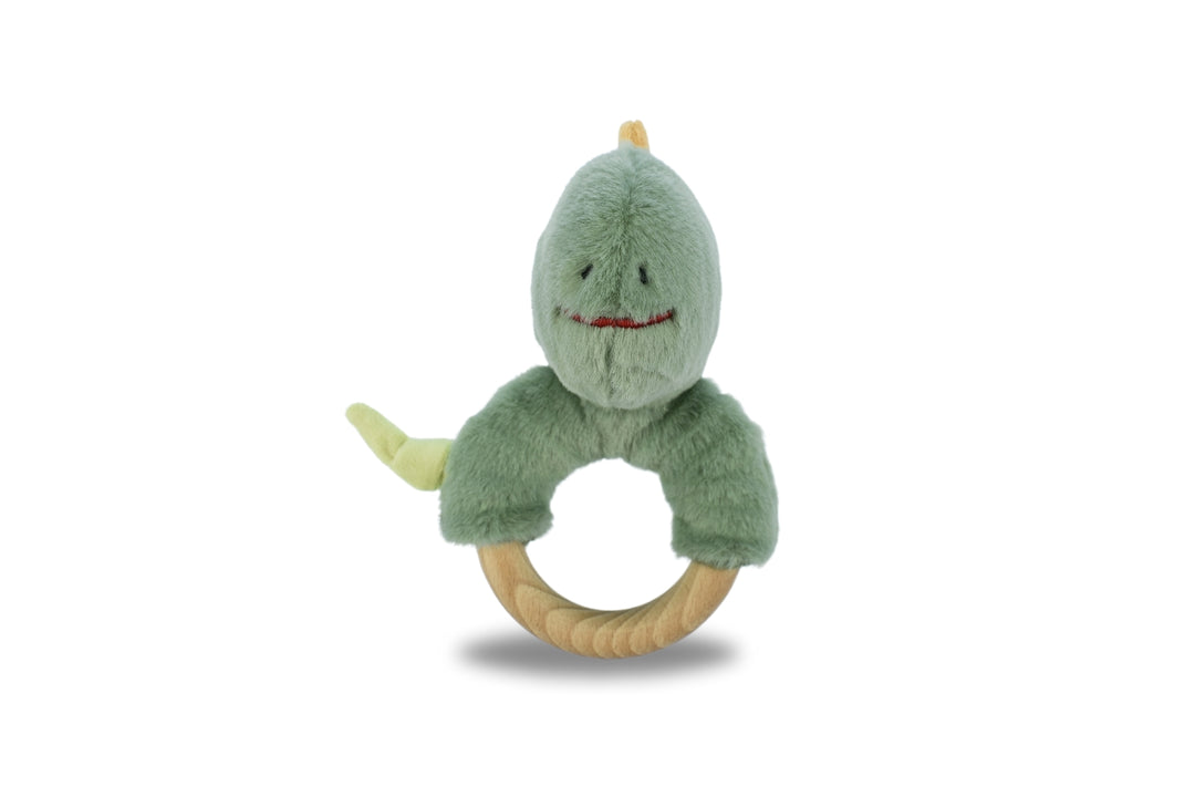Snuggle Buddy Minty Dinosaur Wooden Ring Rattle