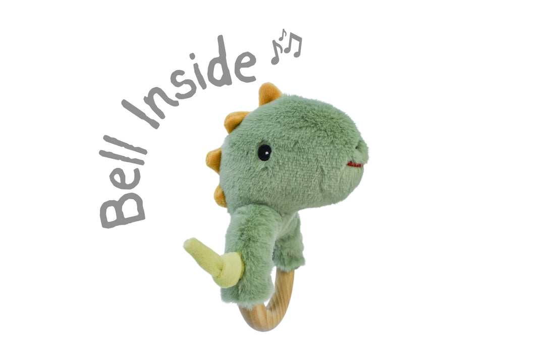 Snuggle Buddy Minty Dinosaur Wooden Ring Rattle