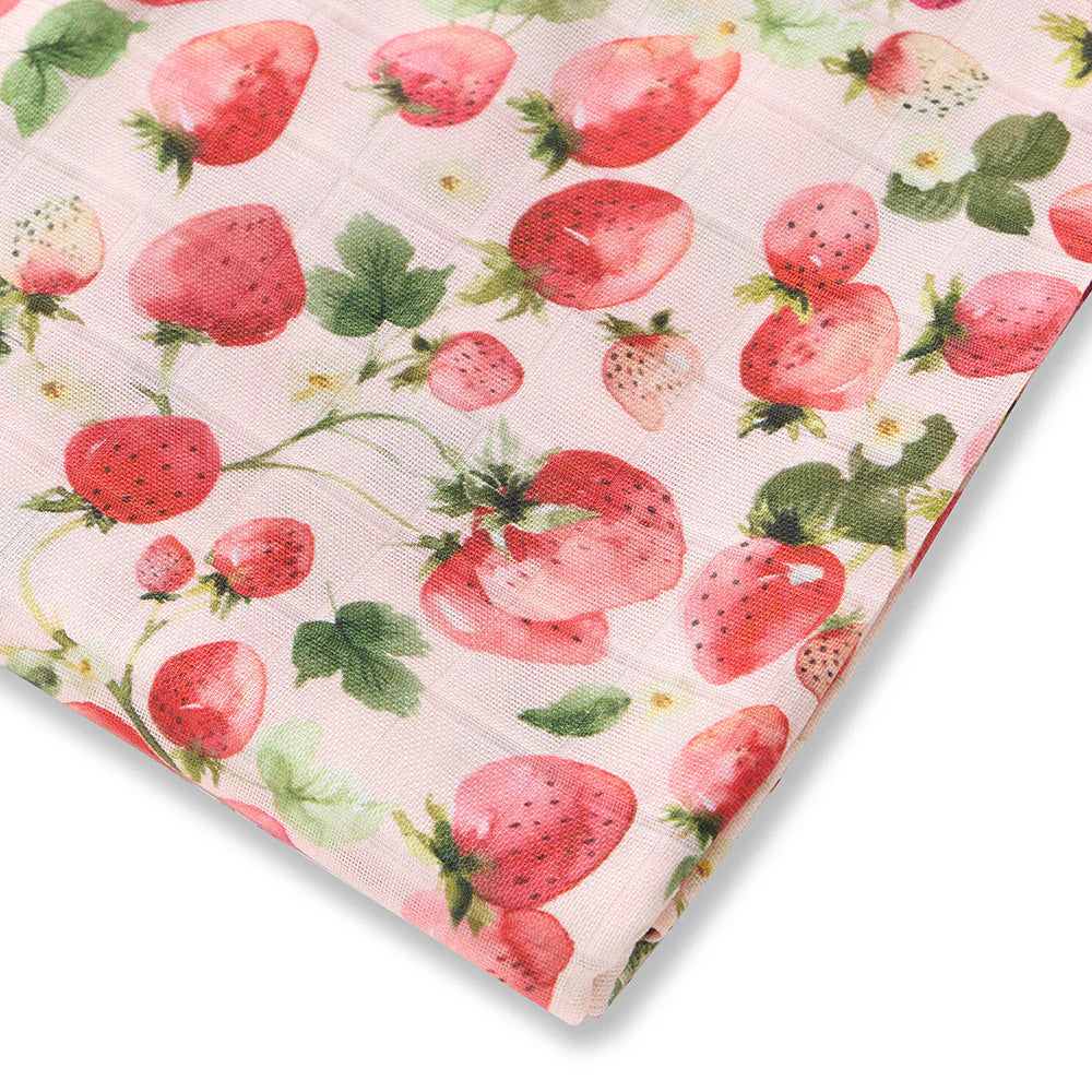 Snuggle Hunny Organic Cotton Muslin Wrap - Strawberry