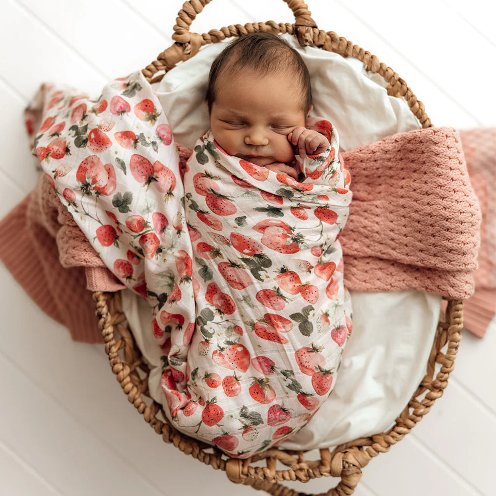 Snuggle Hunny Organic Cotton Muslin Wrap - Strawberry