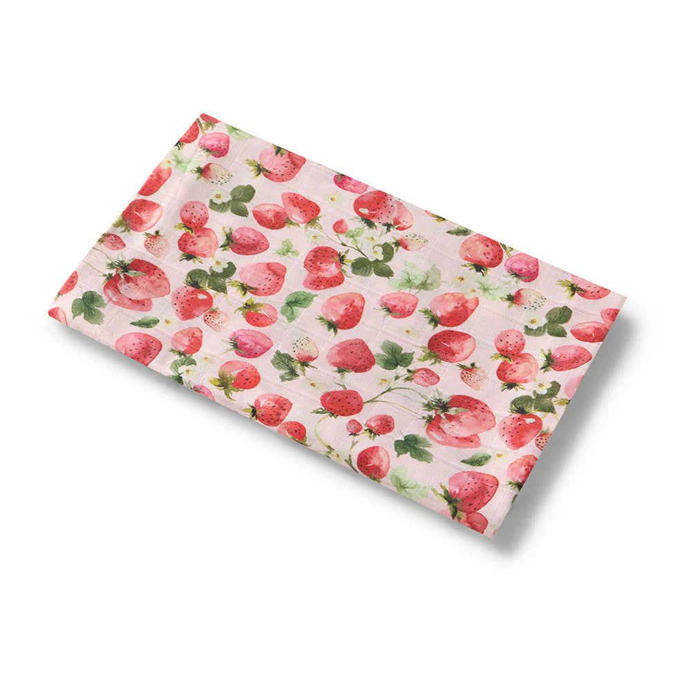 Snuggle Hunny Organic Cotton Muslin Wrap - Strawberry
