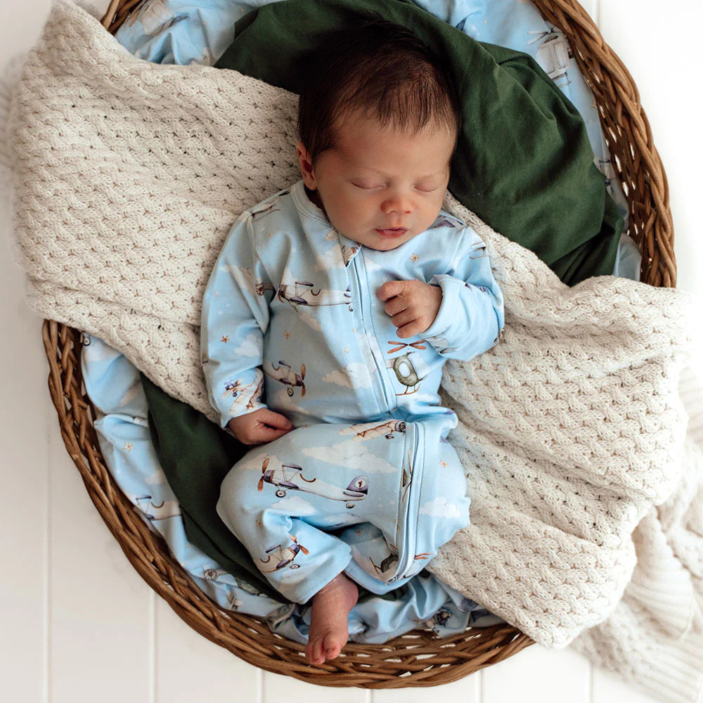 Snuggle Hunny Organic Snugglesuit/Romper -Taking Flight