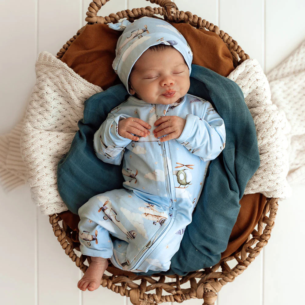 Snuggle Hunny Organic Snugglesuit/Romper -Taking Flight