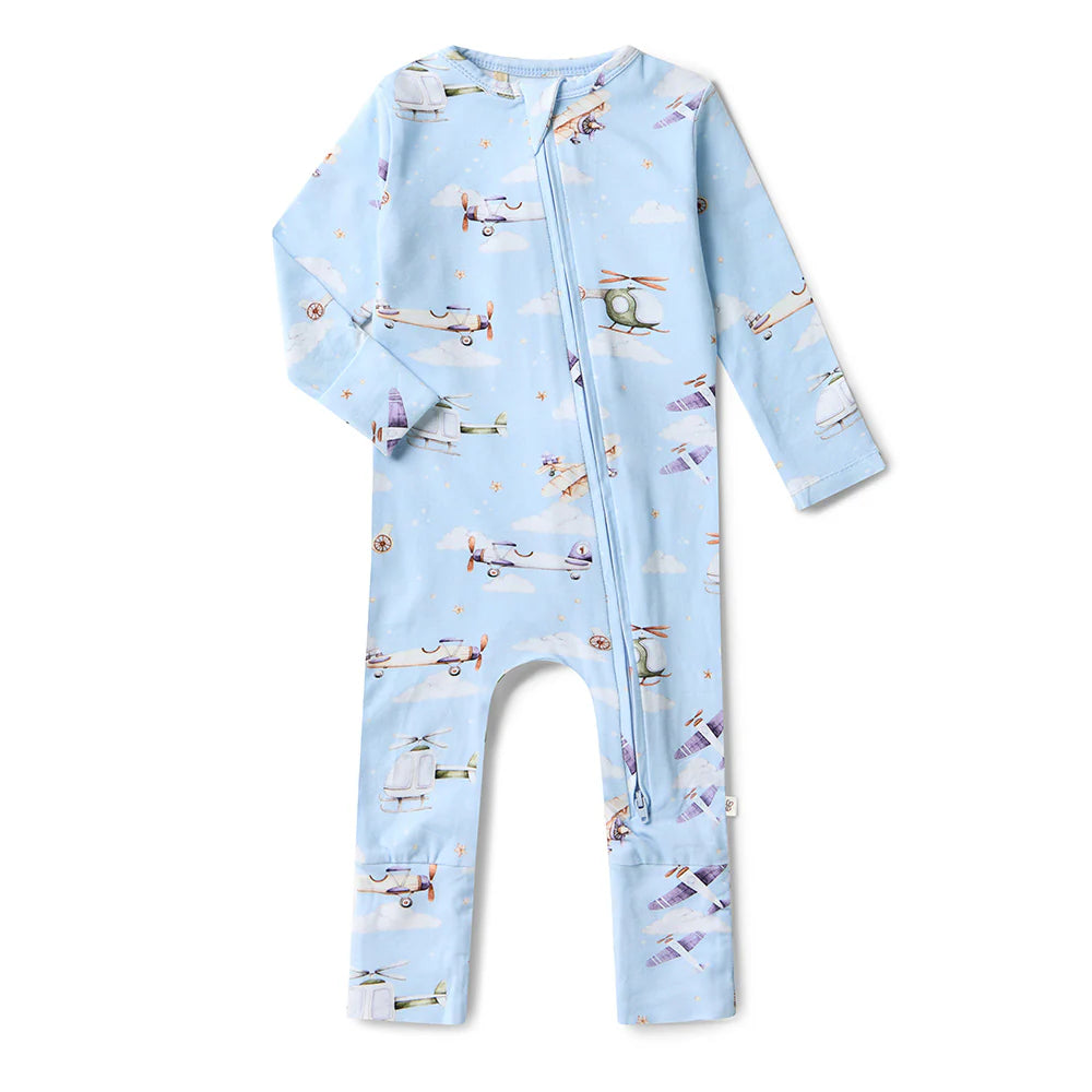 Snuggle Hunny Organic Snugglesuit/Romper -Taking Flight