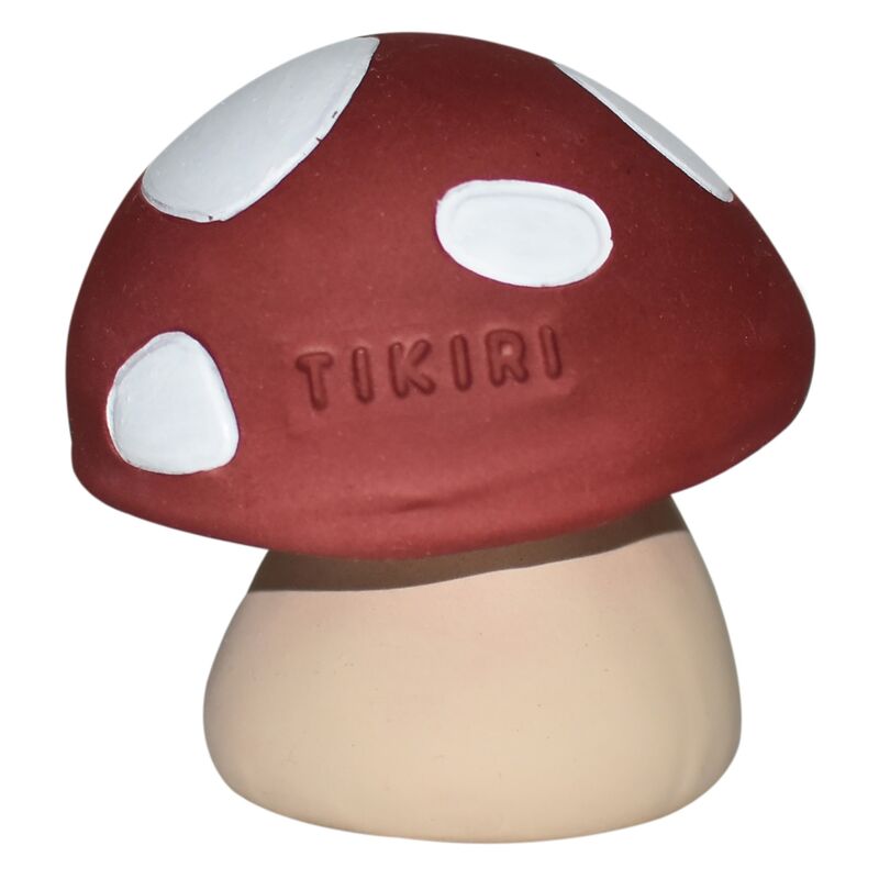 Tikiri Natural Rubber Teether Rattle & Bath Toy - Mushroom