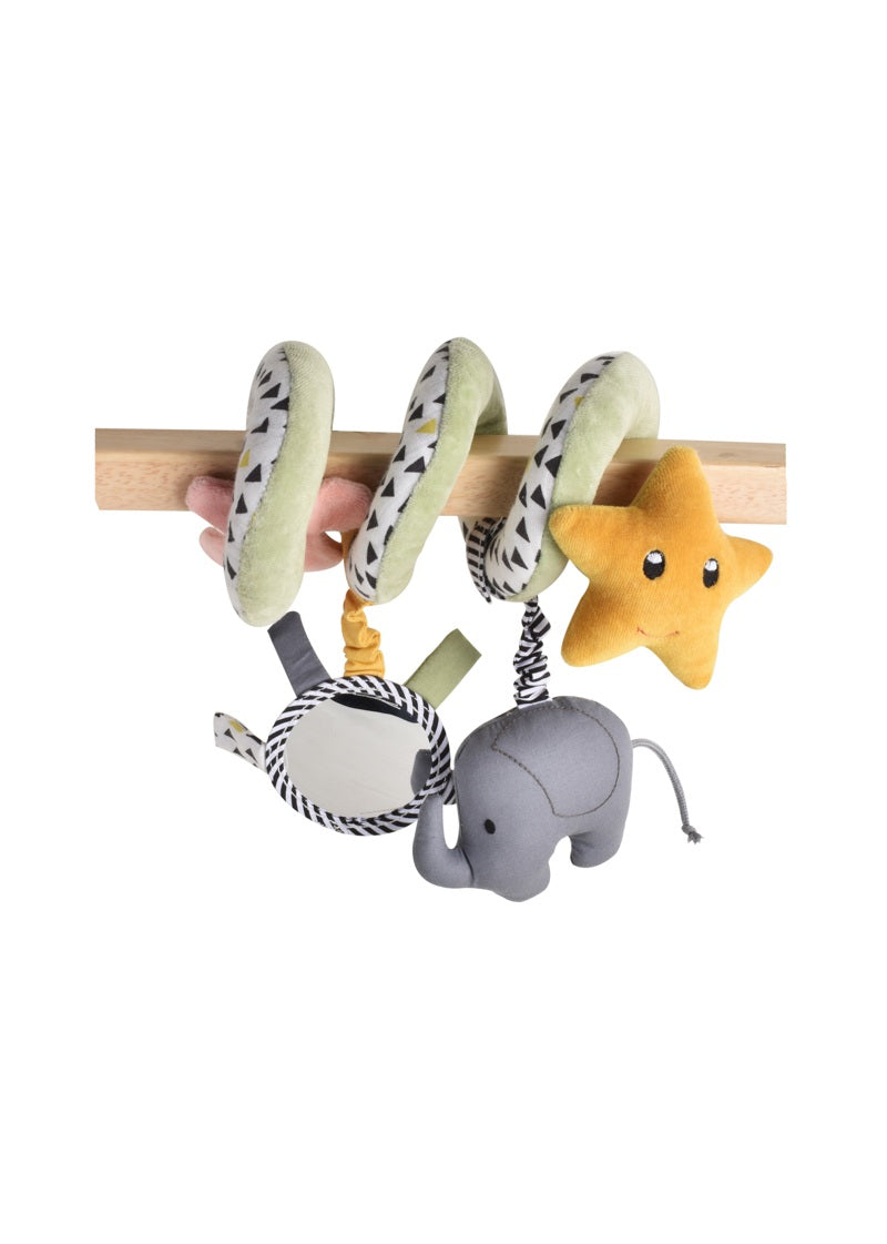 Tikiri Elephant Organic Cotton Spiral Mirror & Stroller Toy