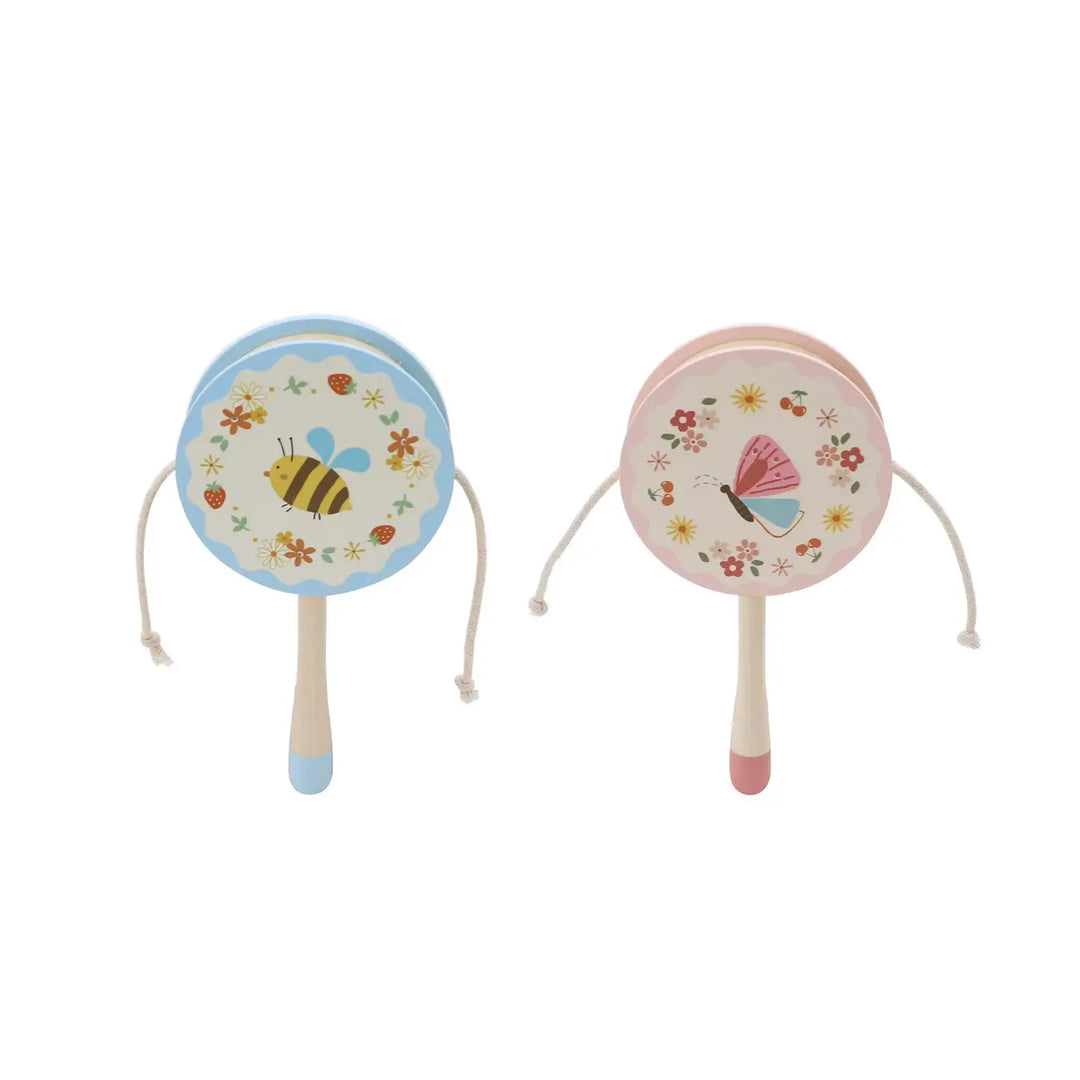 Wooden Monkey Drum -  Bumble Bee & Butterfly