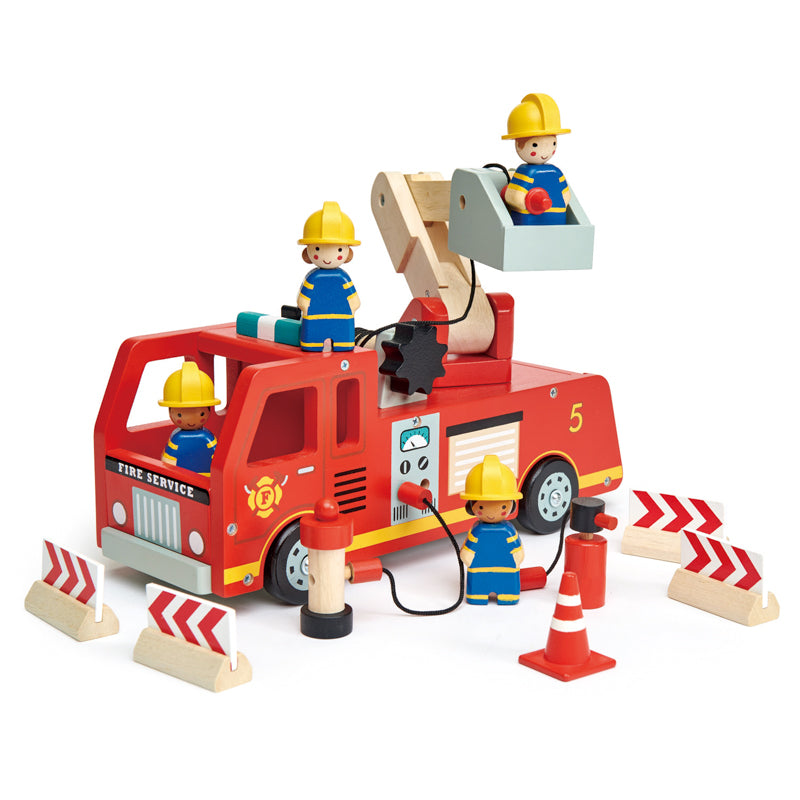 Wooden Toy Fire Engine Play Set