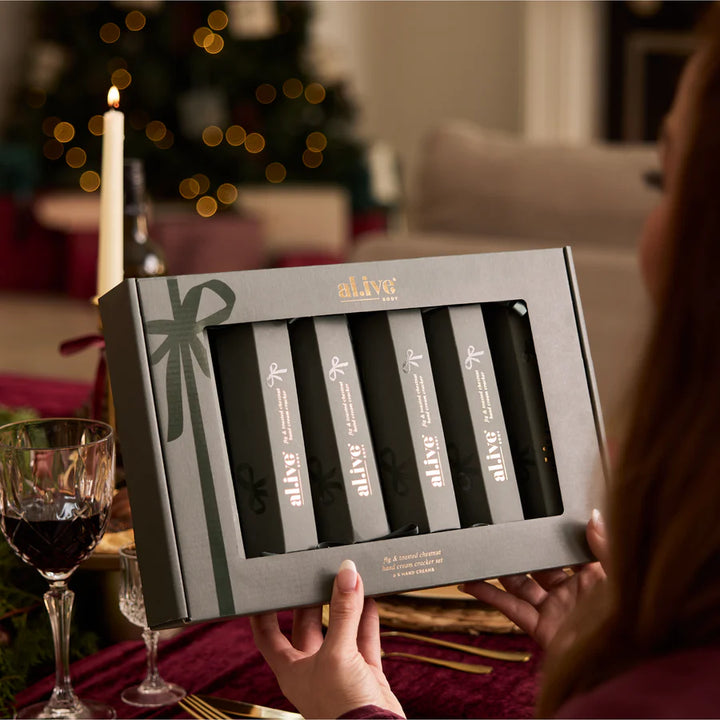 al.ive Body Fig & Toasted Chestnut  Hand Cream Christmas Cracker 6 Pack