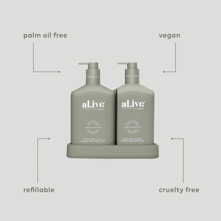 al.ive Body Green Pepper & Lotus Wash & Lotion Duo