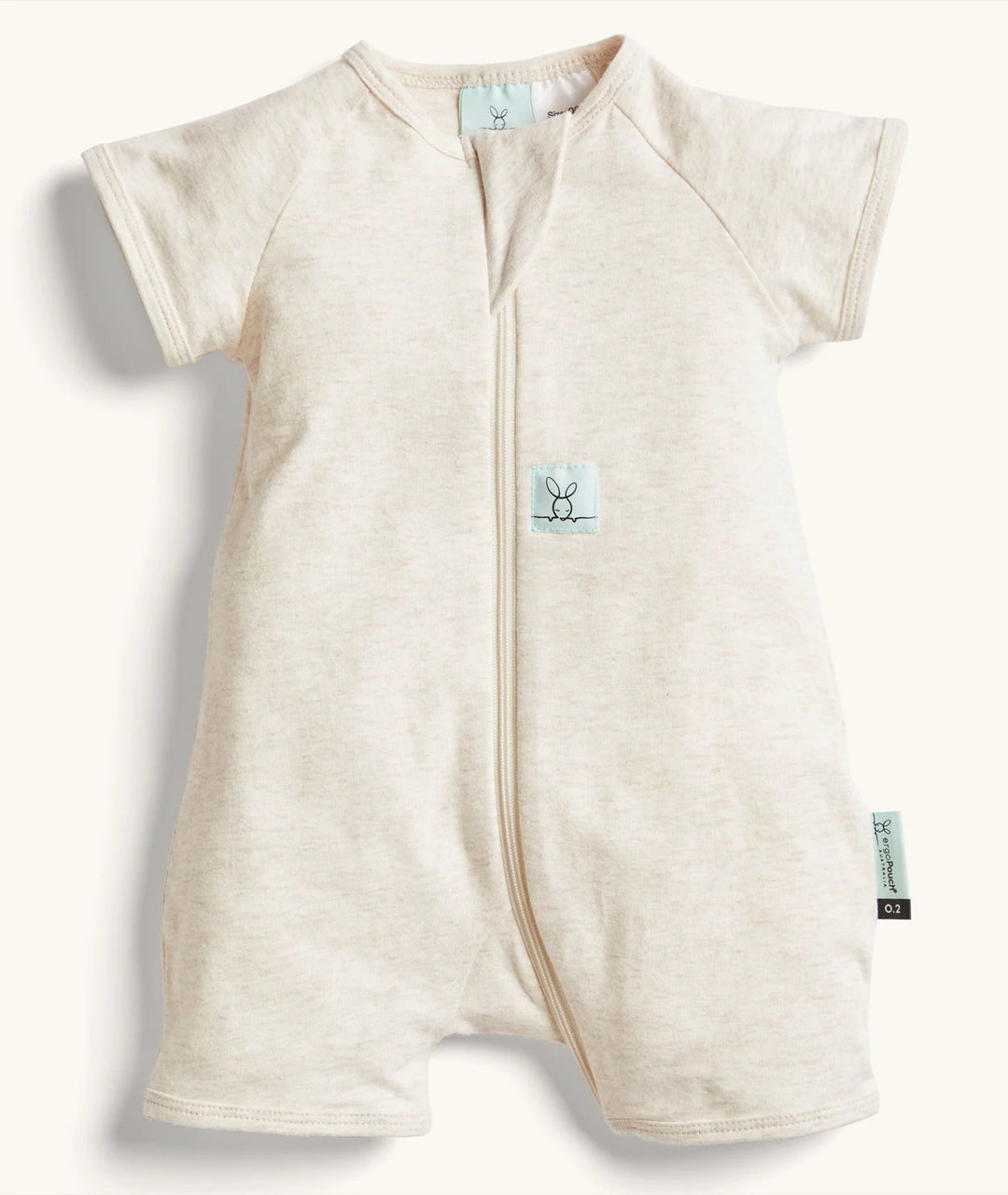 ergoPouch Layer | Short Sleeve Zip Bodysuit 0.2 TOG - Oatmeal Marle