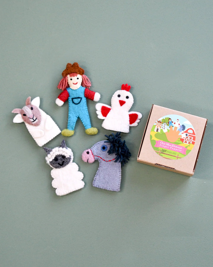 Mrs MacDonald Farm Animals Felt Finger Puppet Set