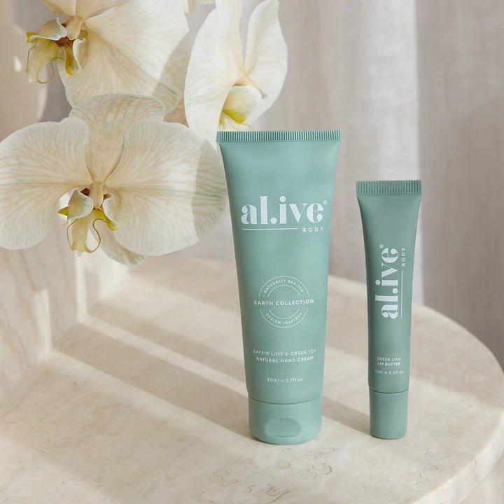 al.ive body Tinted Lip Butter & Hand Cream Bundle - Kaffir Lime & Green Tea