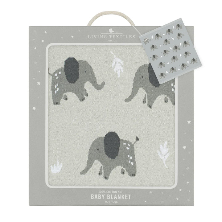 Cotton Knit Baby Blanket - Elephant