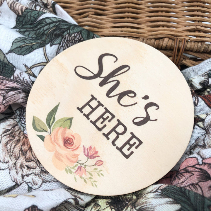 Coloured Announcement Milestone Timber Plaques - Baby Girl