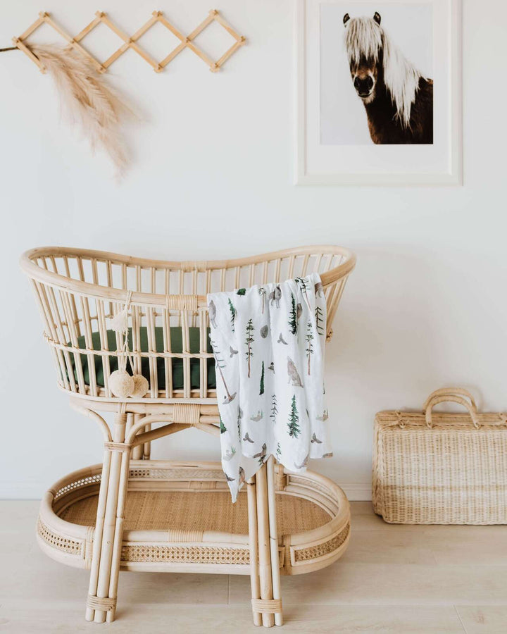 Snuggle Hunny Bassinet Sheet & Change Pad Cover - Olive