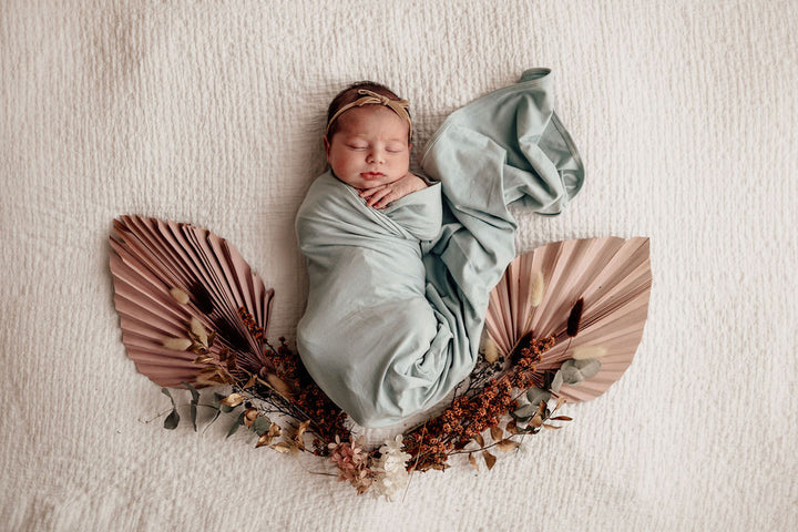 Snuggle Hunny Baby Jersey Wrap & Beanie Set - Sage