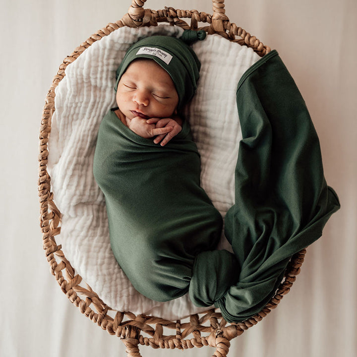 Snuggle Hunny Baby Jersey Wrap & Beanie Set - Olive