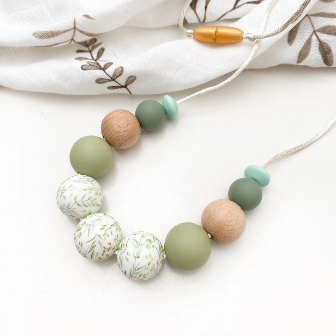 Spring Bloom Silicone Necklace - Sage Foliage