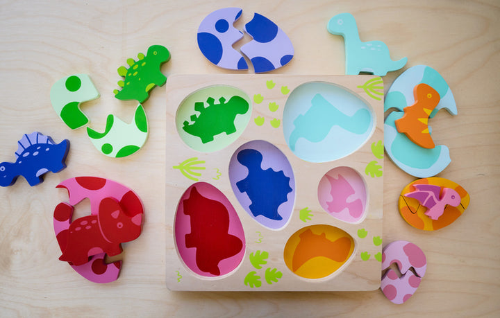 Chunky Wooden Puzzle - Egg & Dino