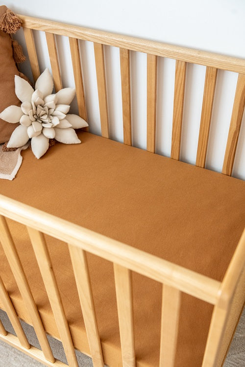 Kiin Organic Bamboo Cotton Cot Sheet - Caramel