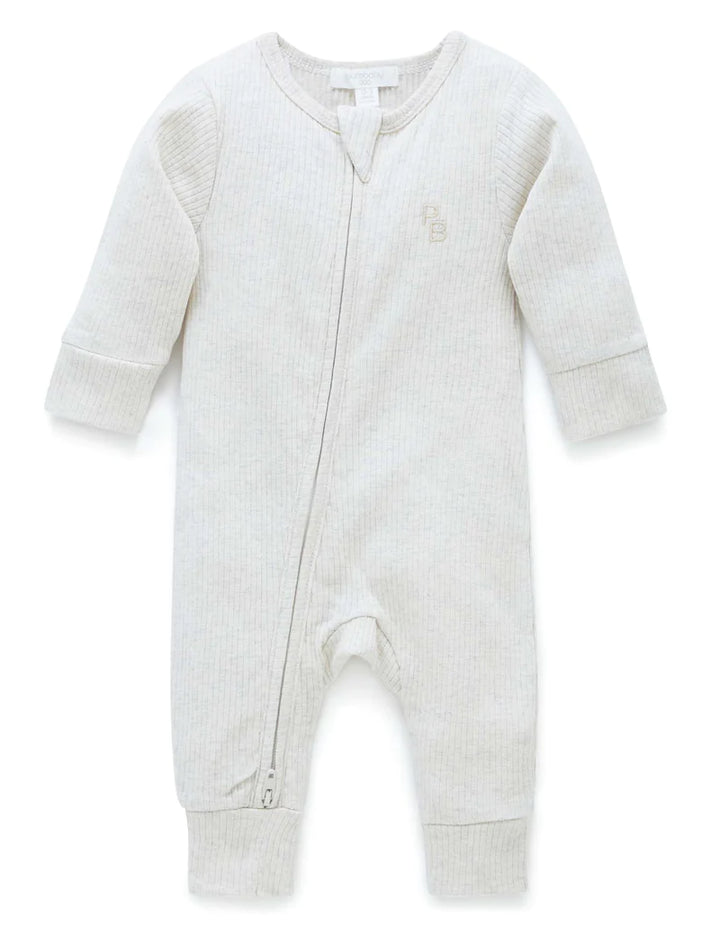 Purebaby Organic Ribbed Growsuit - Wheat
