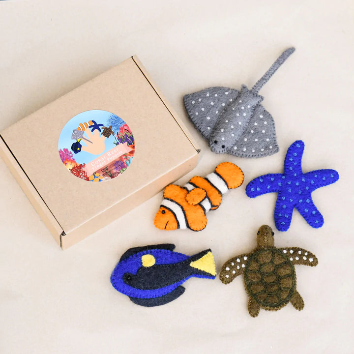 Australian Coral Reef Under the Sea Felt Finger Puppet Set