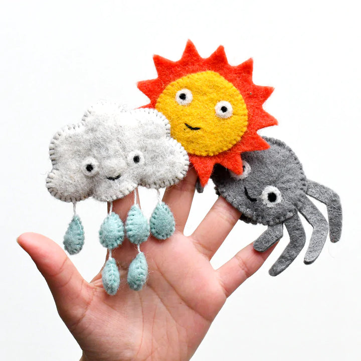 Handmade Felt Finger Puppet Set - Incy Wincy Spider