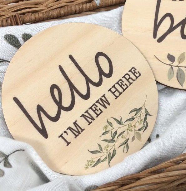 Coloured Announcement Timber Milestone Plaques - Baby Boy