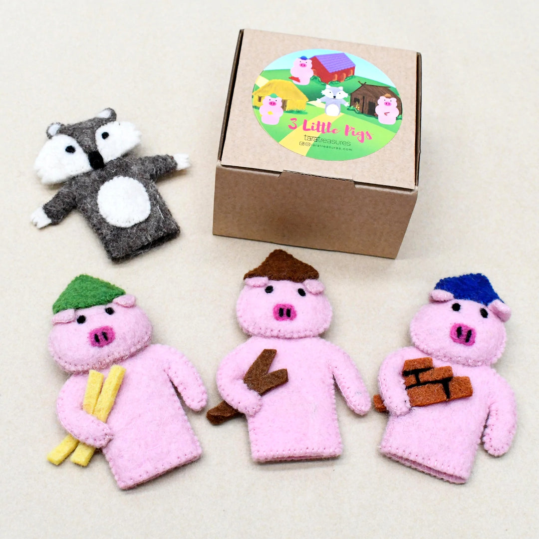 The Three Little Pigs Felt Finger Puppet Set