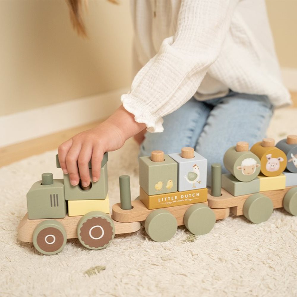 Little Farm Wooden Stacking Train Tractor