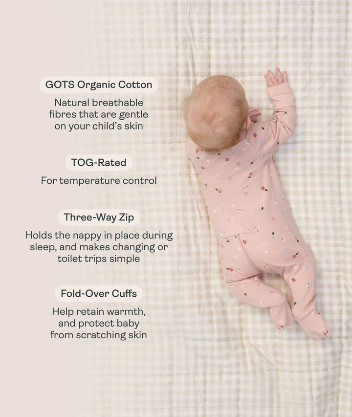 ergoPouch Layer | Long Sleeve Zip Bodysuit 0.2 TOG - Daisies