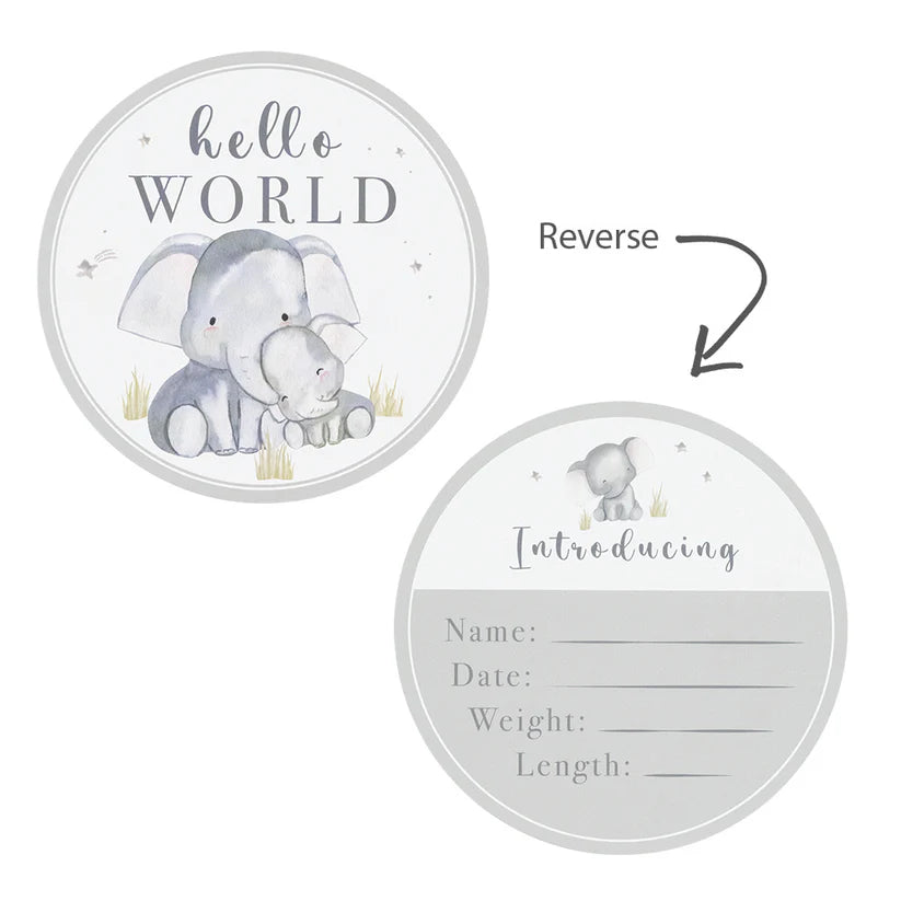 Hello World Baby Jersey Wrap Gift Set - Watercolour Elephant