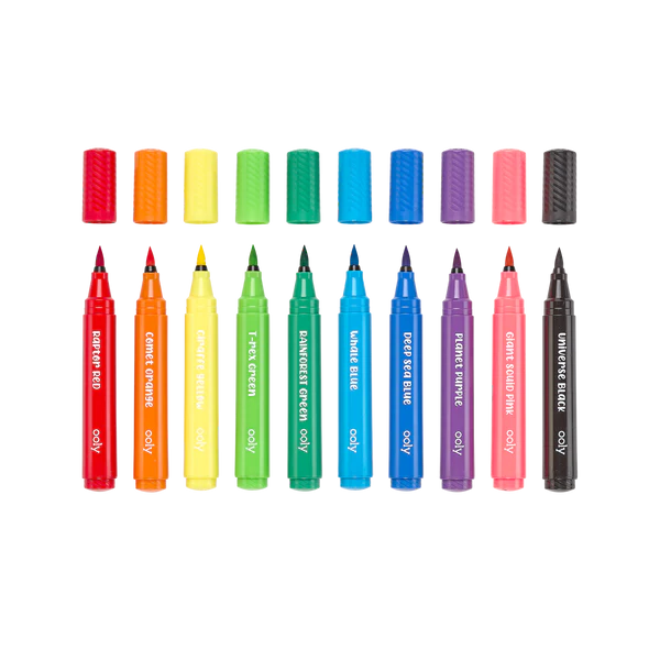 Big Bright Jumbo Brush Markers - Set of 10