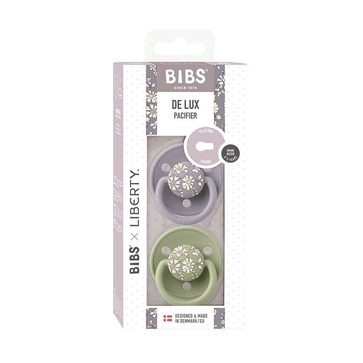 BIBS x Liberty Round De Lux Silicone Dummies 2 Pack (ONE SIZE 0-3 Years)