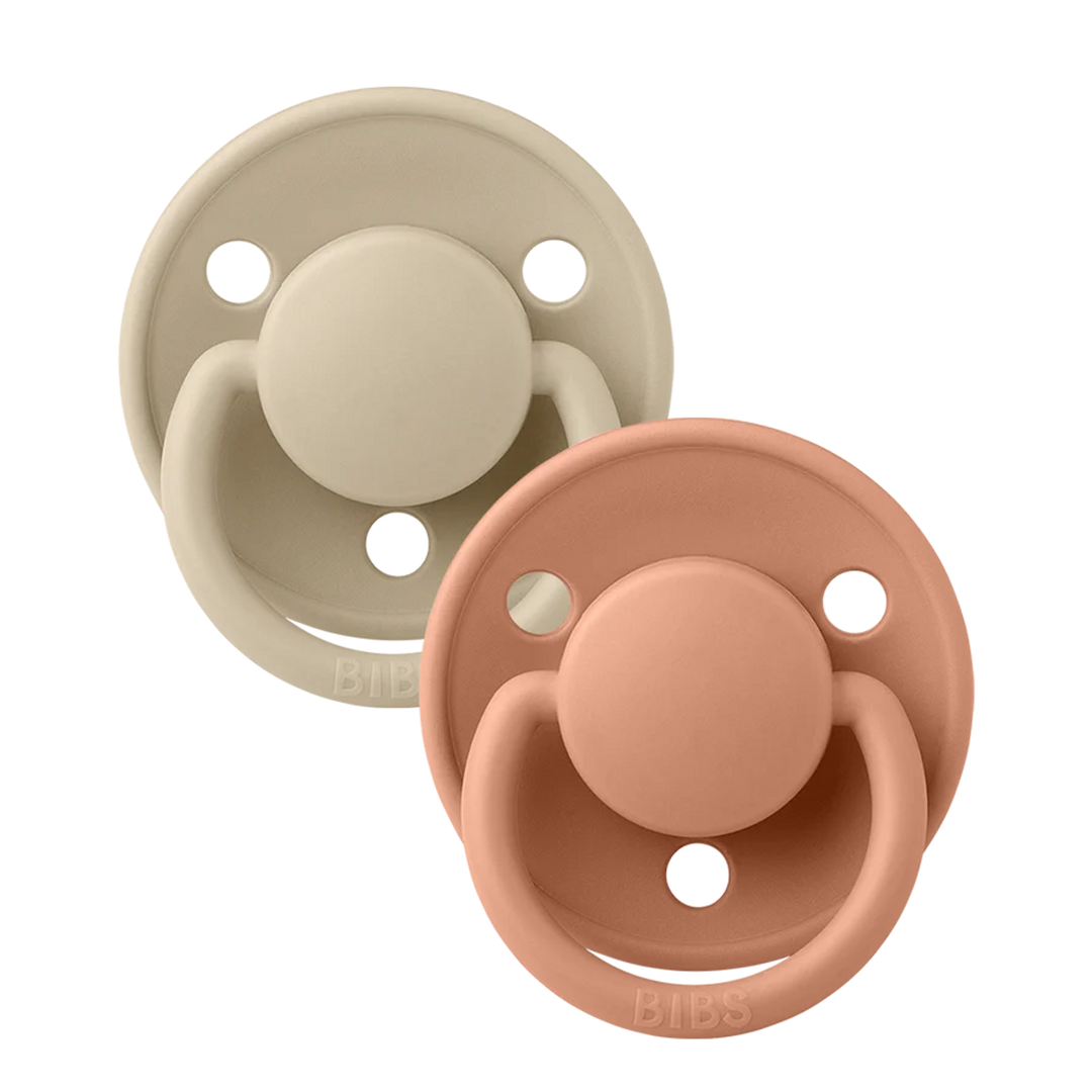 BIBS Round De Lux Silicone Dummies 2 Pack (ONE SIZE 0-3 Years)