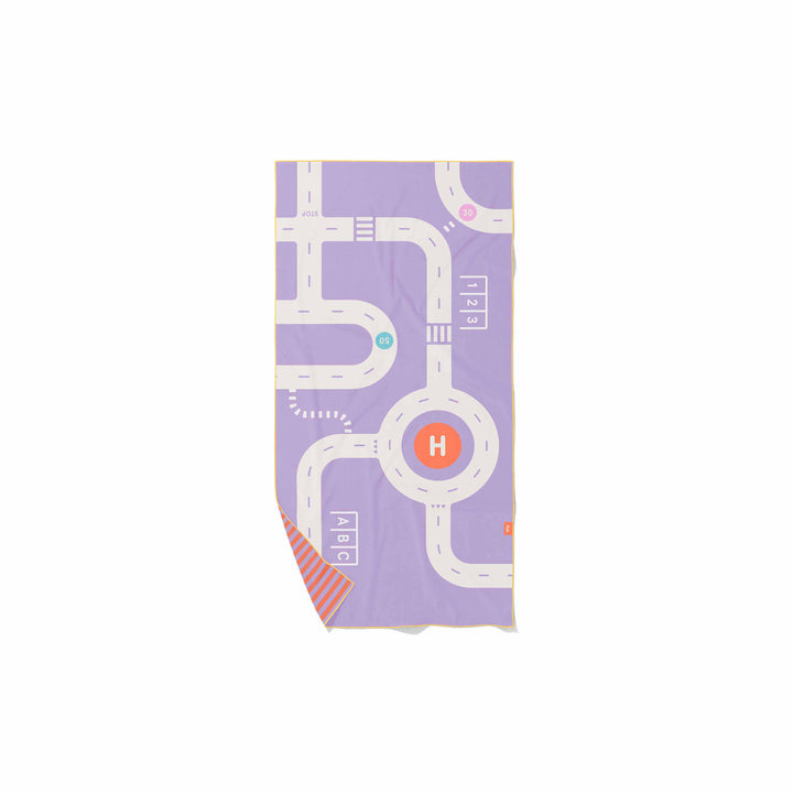 Quut Play Towel - Road & Lavender Stripe