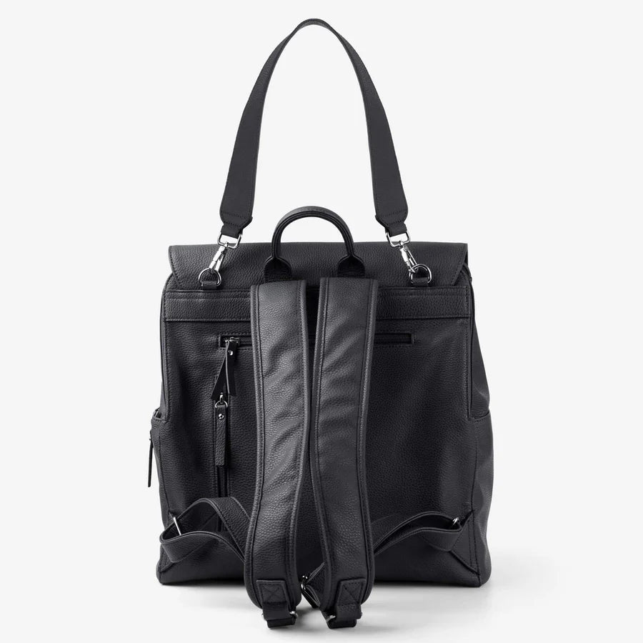 Vanchi Vegan Leather Emmy Backpack Nappy Bag - Black