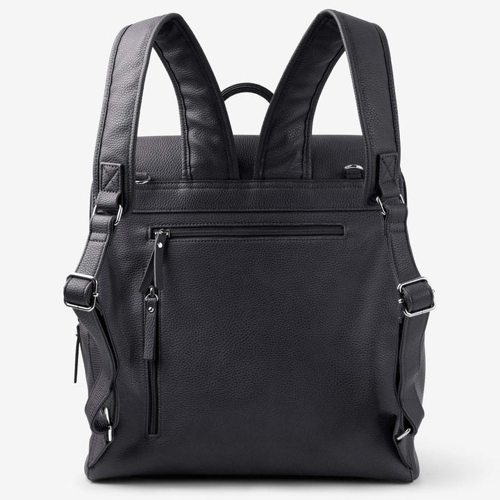 Vanchi Vegan Leather Emmy Backpack Nappy Bag - Black