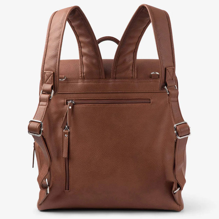 Vanchi Vegan Leather Emmy Backpack Nappy Bag - Pebbled Tan