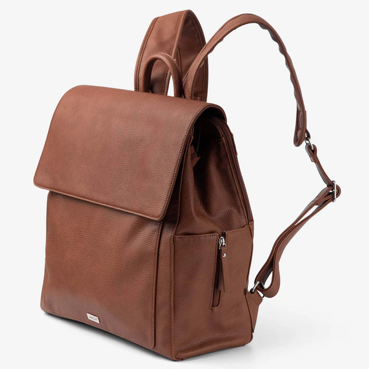 Vanchi Vegan Leather Emmy Backpack Nappy Bag - Pebbled Tan