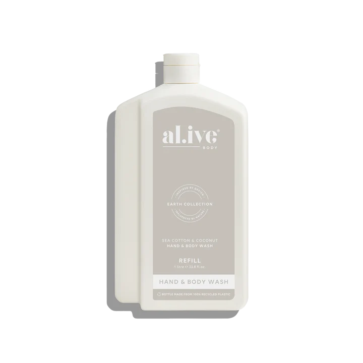 al.ive Hand & Body Wash  1L Wash Refill - Sea Cotton & Coconut