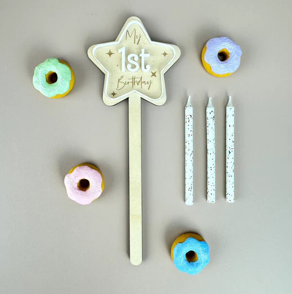 1st Birthday Timber Star Wand