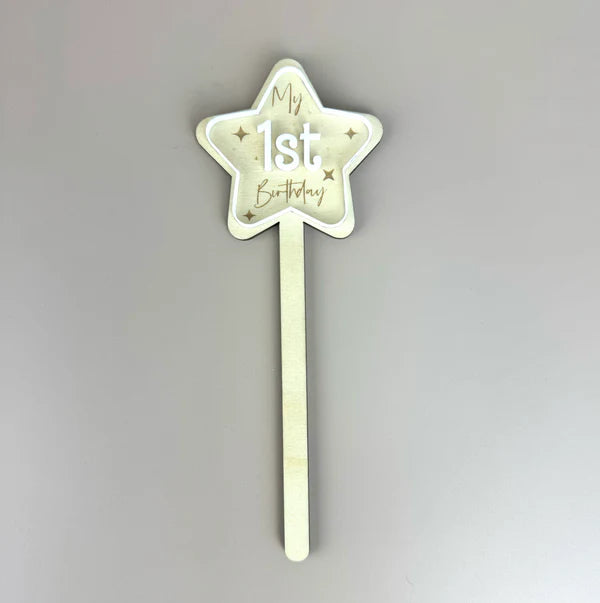 1st Birthday Timber Star Wand