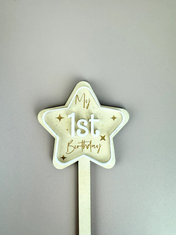 1st Birthday Timber Star Wand